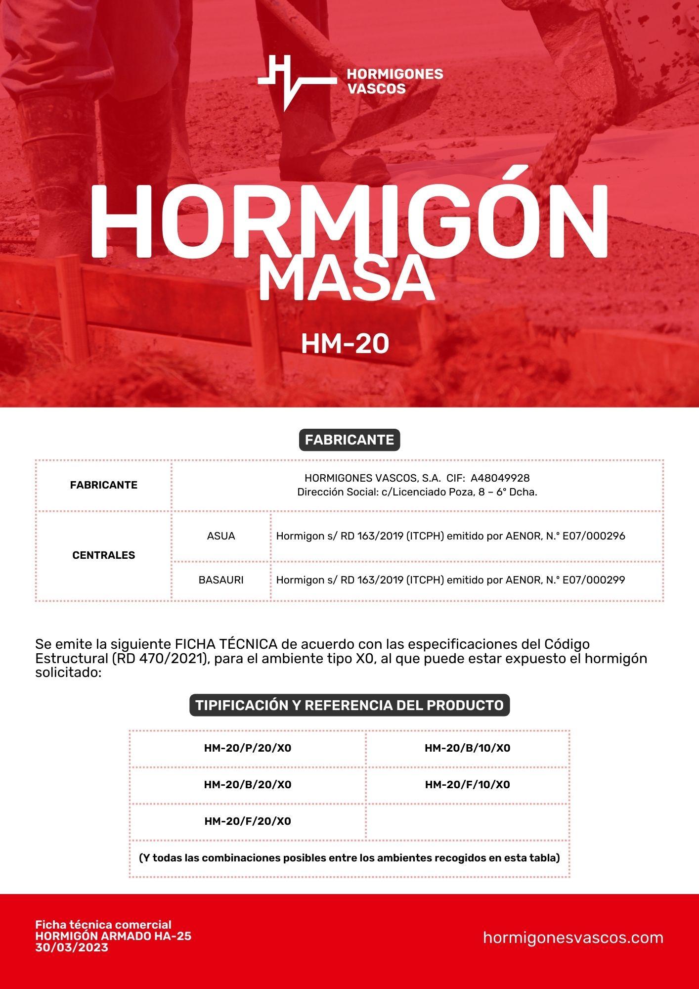 Hormigón Masa 20